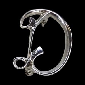Vintage Sarah Coventry Brooch Initial D Silver Tone